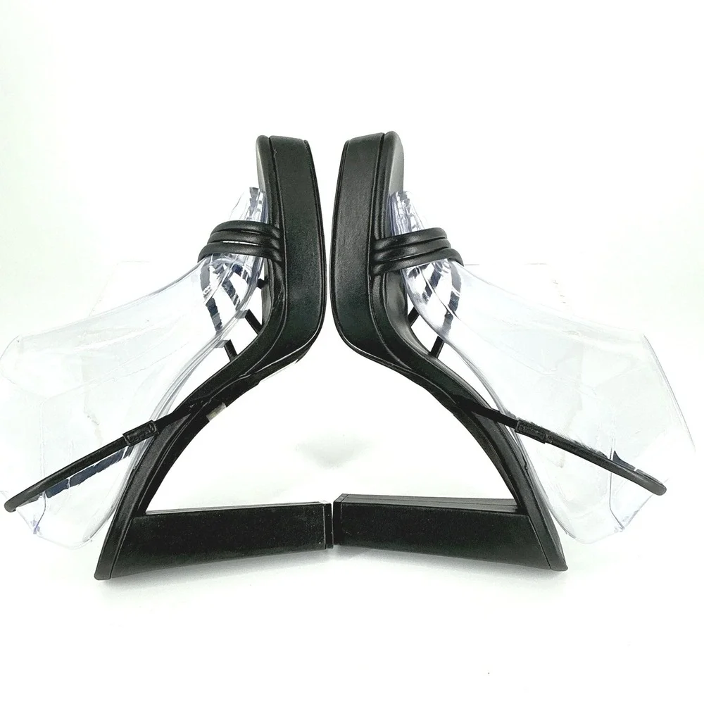 Jeffrey Campbell Size 10 Black Strappy Platform Slingback Heel Sandals NEW‎ $130